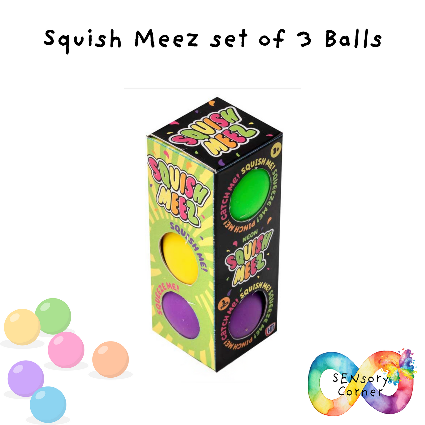 Squish Meez Set of 3 Mini Stress Balls