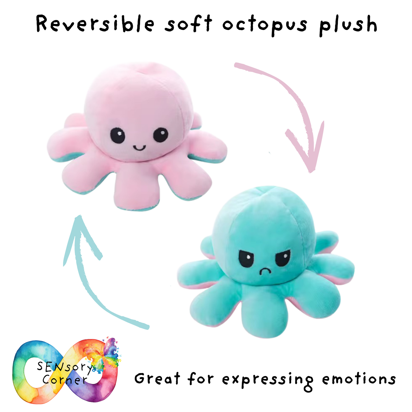 Reversible Soft Octopus Plush
