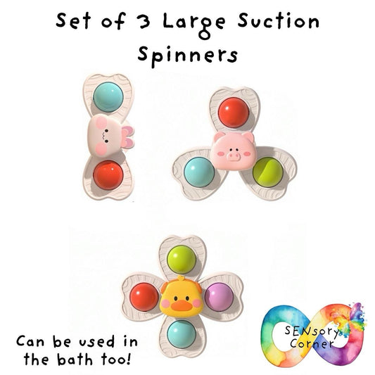 Set of 3 Big Suction Fidget Spinners