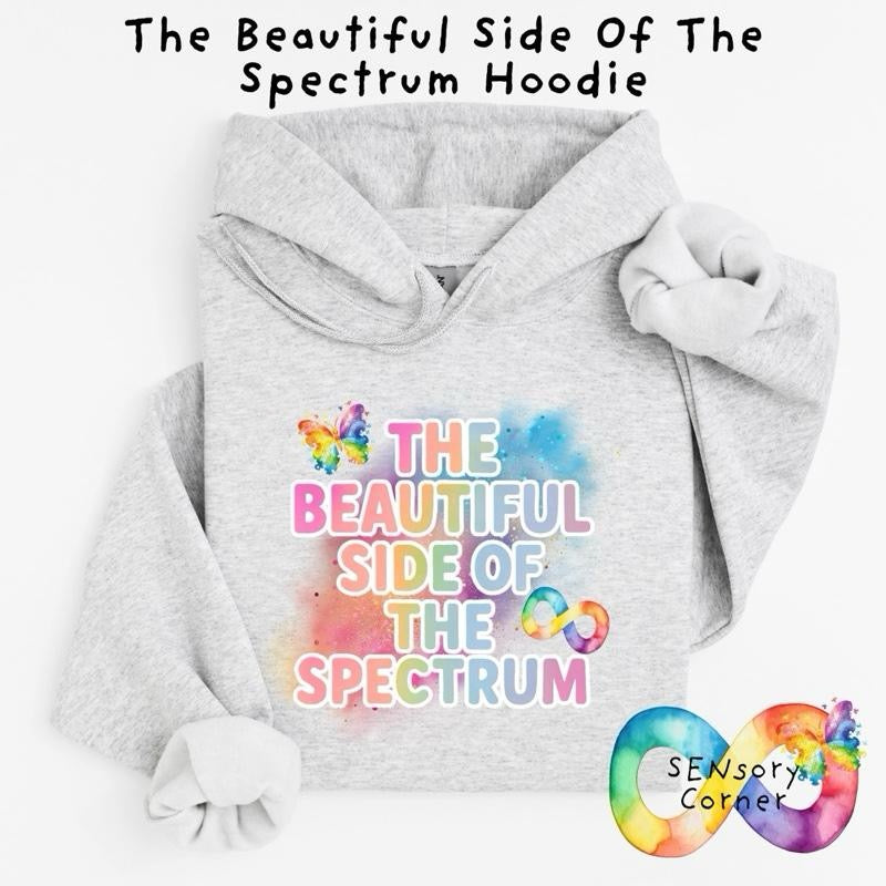 Sensory Corner Adults SEN Advocate The Beautiful Side Of The Spectrum Hoodie in Grey with Pastel Design