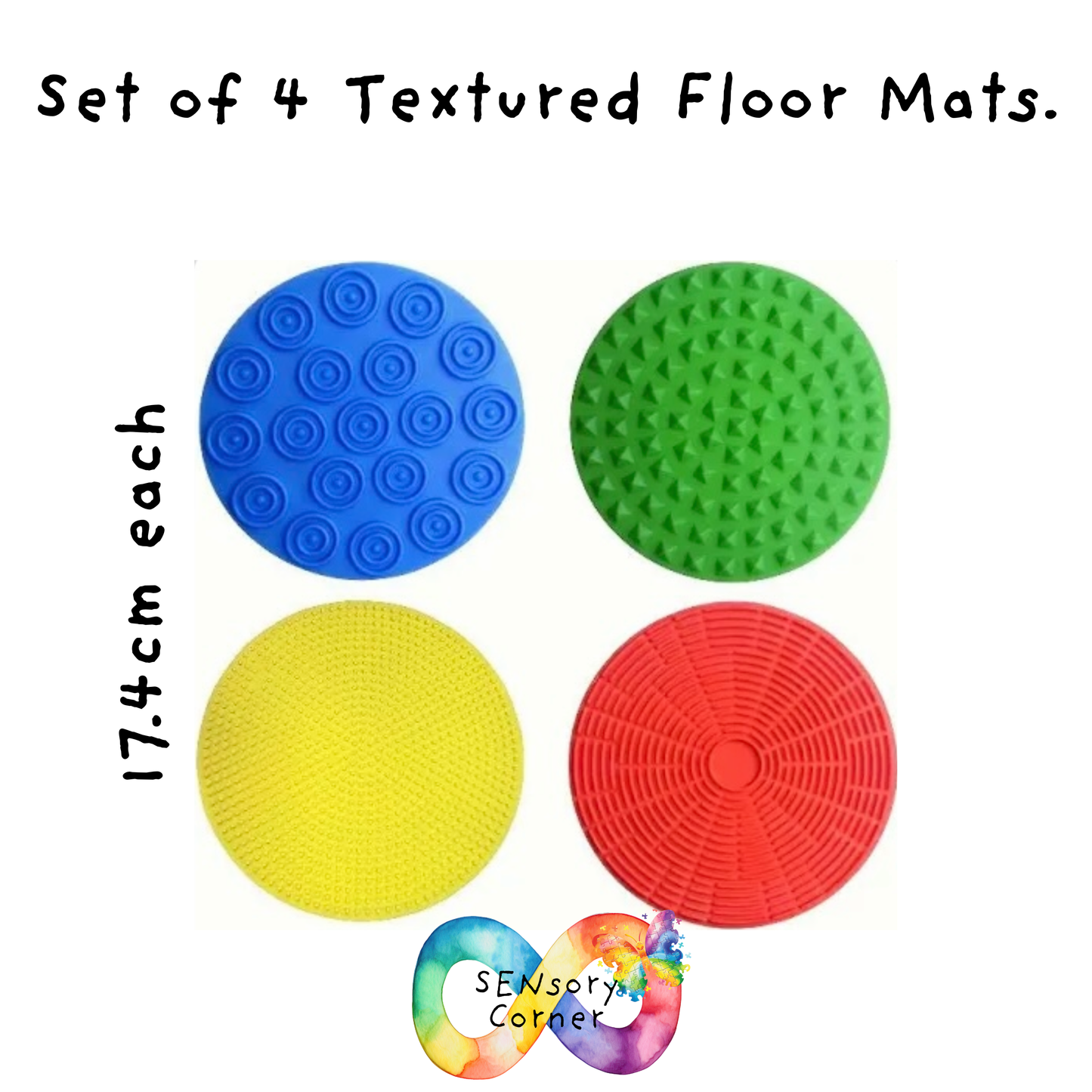 Set Of 4 Textured Sensory Floor Mats