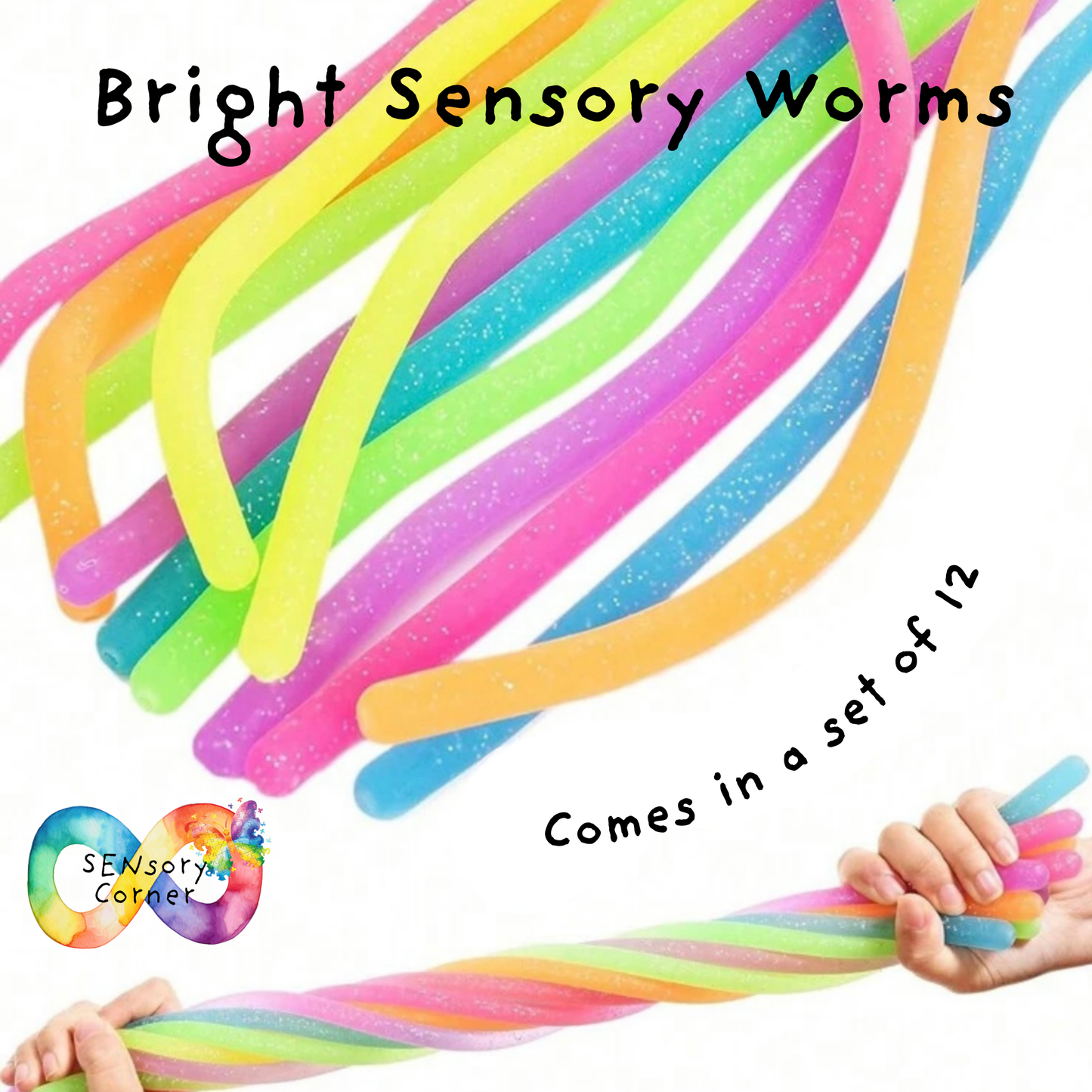 Set Of 12 Bright Sensory Worms
