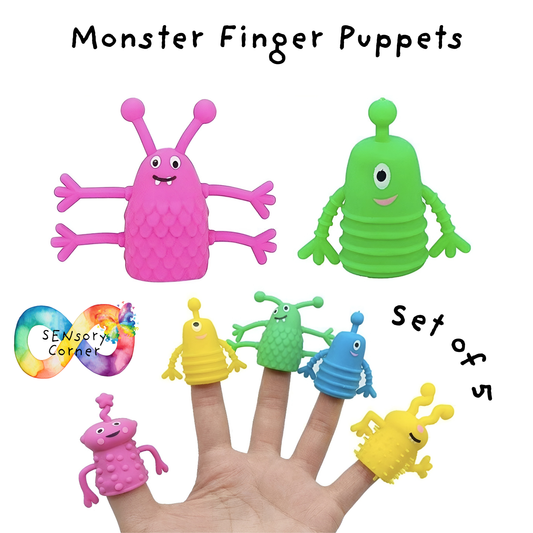 Set Of 5 Monster Finger Puppets