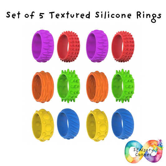 Set of 5 Textured Silicone Rings