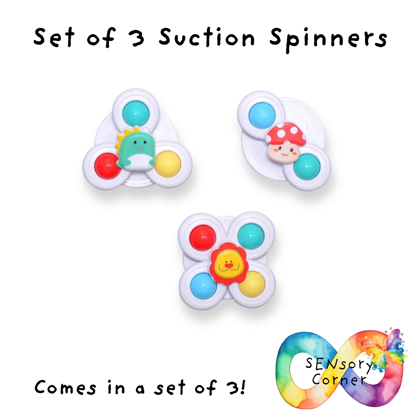 Set of 3 Big Suction Fidget Spinners